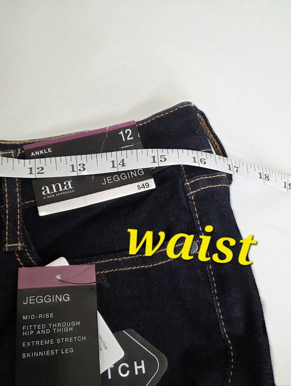 a.n.a Dark Wash Blue Jeggings with Snap Hem Accents - Picture 11 of 15